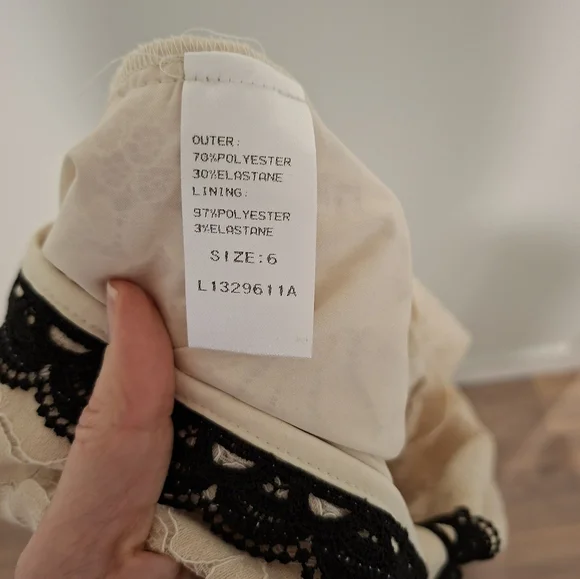 Little Mistress Women's Cream & Black Lace Midi Dress (Size US 2) - Picture 9 of 9